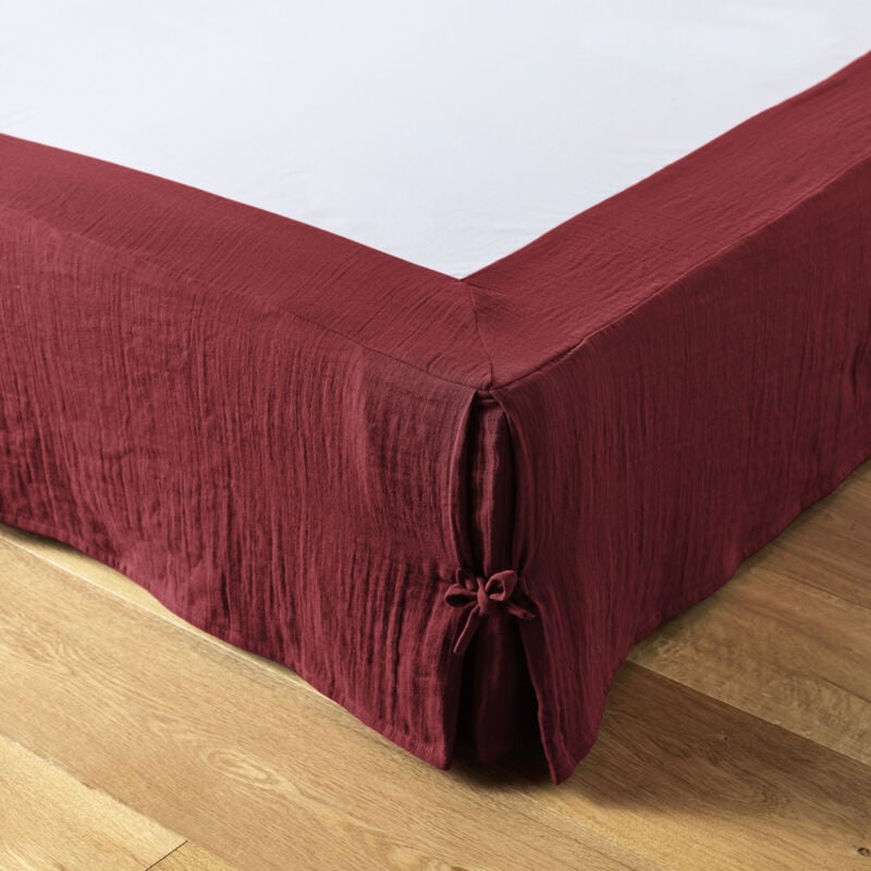 Cache-sommier gaze de coton 140 x 190 cm Gaia Bordeaux