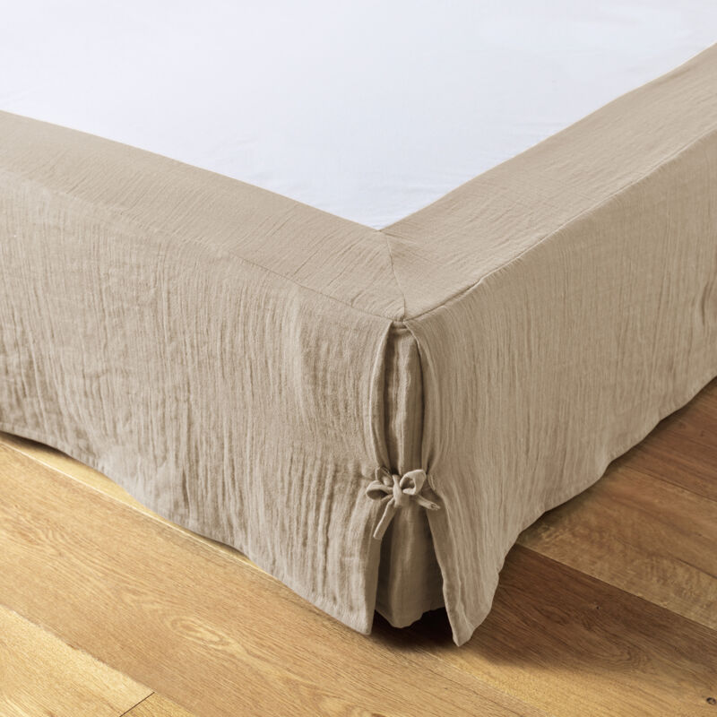 Cache-sommier 90 x 190 cm – Double Gaze de Coton 125 g/m² – Gaïa Ficelle