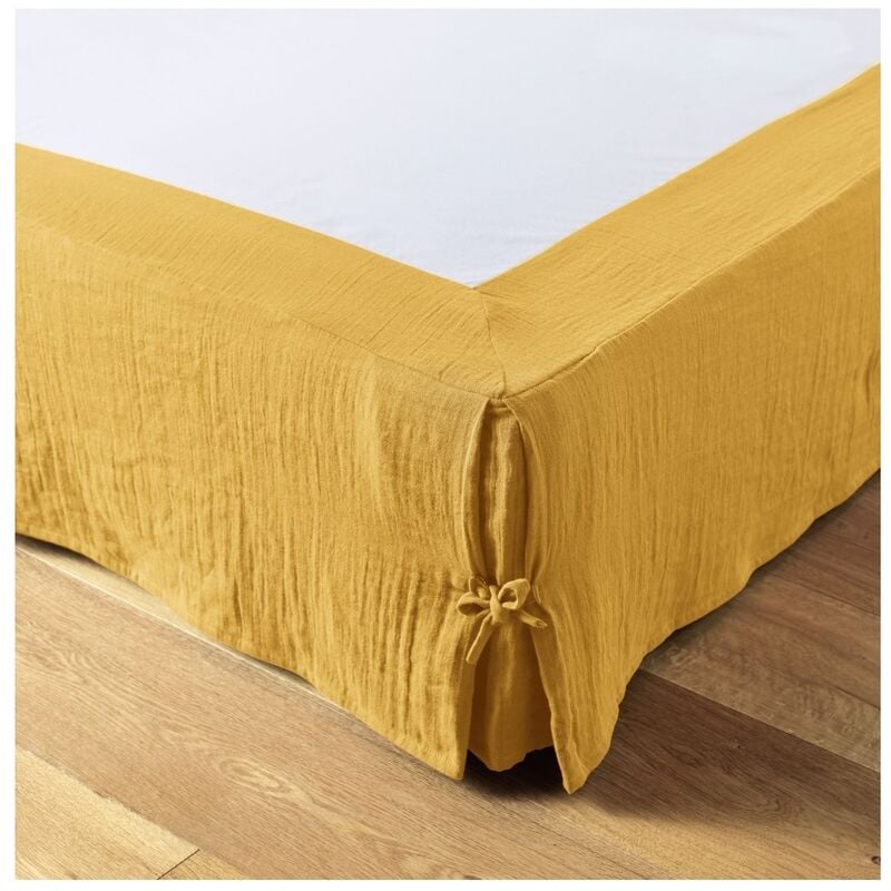 L'effet Papillon - Cache sommier gaze de coton Gaia 160x200cm Safran