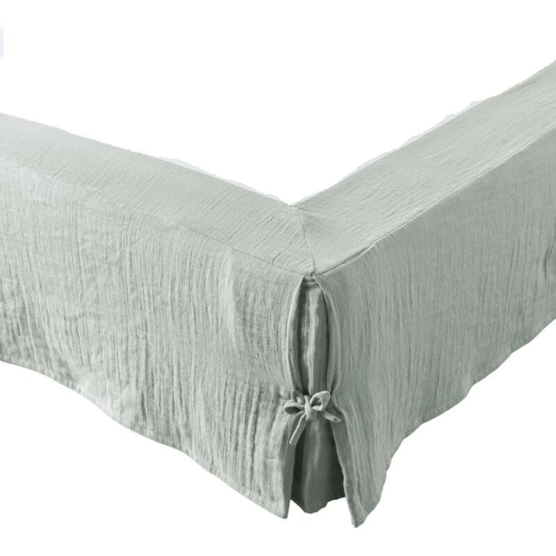 Cache sommier gaze de coton Gaia 90x190cm eucalyptus