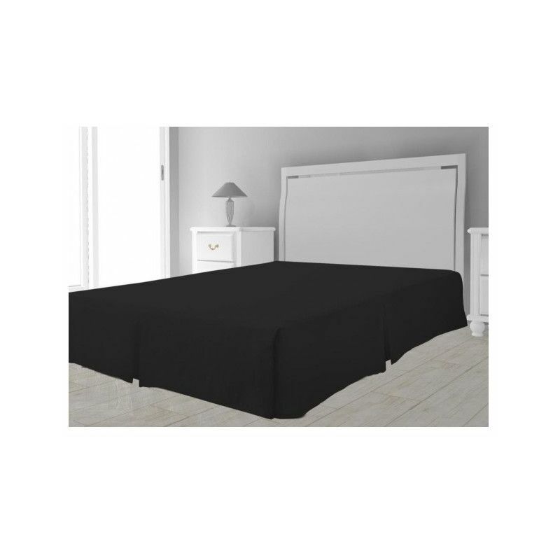 Cache sommier microfibre - 160 x 200 cm - Noir - 41820