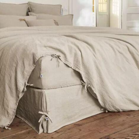 Cache sommier "Soline" toutes dimensions Lin lavé - Soline Sable - 180 x 200 cm - Soline Sable -