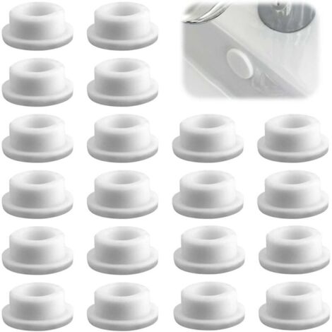 Cache Trou Evier, 20 Pièces Blanc Trop Plein Lavabo, Bouchon Trop Plein Lavabo Caoutchouc, Excellente Étanchéité, pour Lava