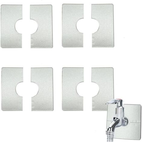 Cache-tuyau de douche 28 mm, 4 pièces, plaque carrée fendue en plastique, cache décoratif amovible, argenté, pour robinets, tuyaux et décoration de tuyaux