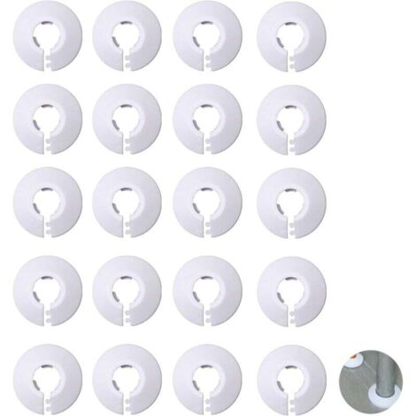 Cache-tuyau de radiateur - Cache-tuyau d'eau - Cache-tuyau décoratif - Pour tuyaux de 16 mm de diamètre - 20 pièces - Blanc