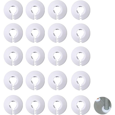 Cache-tuyau de radiateur - Cache-tuyau d'eau - Cache-tuyau décoratif - Pour tuyaux de 16 mm de diamètre - 20 pièces - Blanc