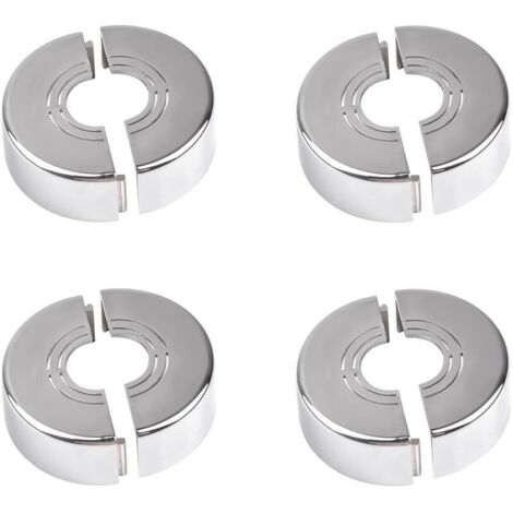 Cache tuyau radiateur 4 pièces Rosace détachable en ABS argent Diamètre trou réglable Décoration pour robinets et radiateurs