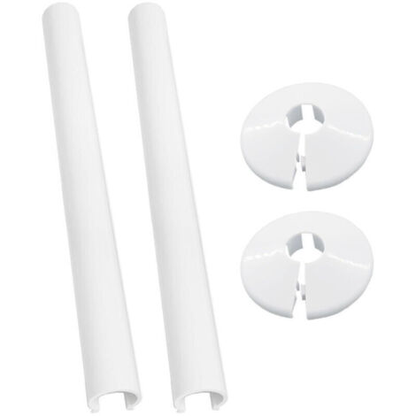 Cache tuyaux de radiateur blanc 15 mm, kit avec 2 tuyaux et 2 caches décoratifs