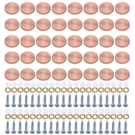 Cache-vis en acier inoxydable pour vis en verre, couleur or rose, pour la décoration intérieure