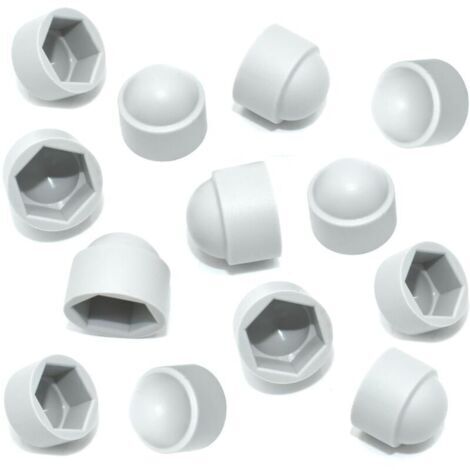 Cache vis et rivet,Lot de 20 cache-écrous hexagonaux en plastique blanc M10 (clé de 17 mm) pour écrous et boulons hexagonaux