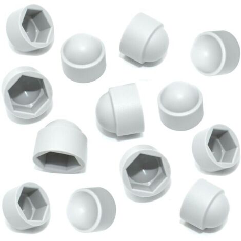 Cache vis et rivet,Lot de 20 cache-écrous hexagonaux en plastique blanc M10 (clé de 17 mm) pour écrous et boulons hexagonaux