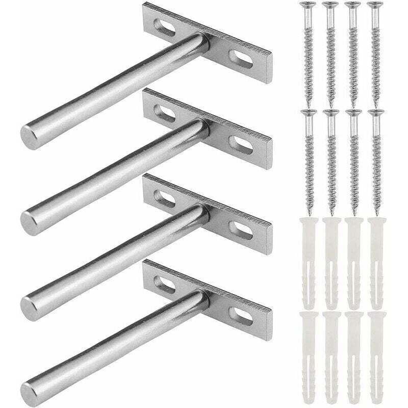 Cachée Forme de T Support d'Étagère Mural,4 Pièces Cachées Fixation Supports en Métal pour Étagère Flottante, Supports Étagères Flottante Invisibles