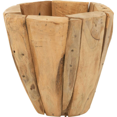Cachepot bois naturel teck style artisanal pour intérieur chaleureux - Teck naturel clair et chaleureux