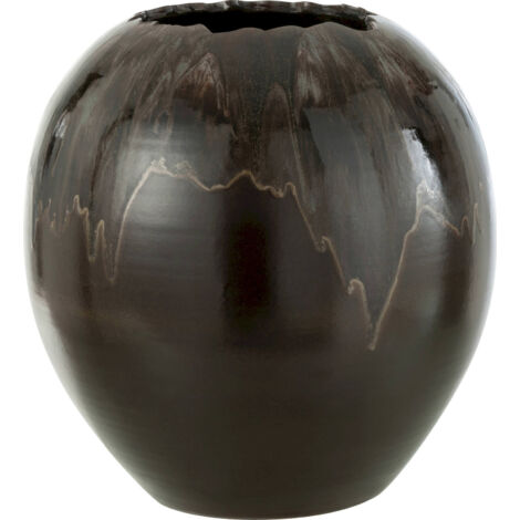 Cachepot céramique marron style artisanal pour plantes élégantes - Marron foncé effet artisanal