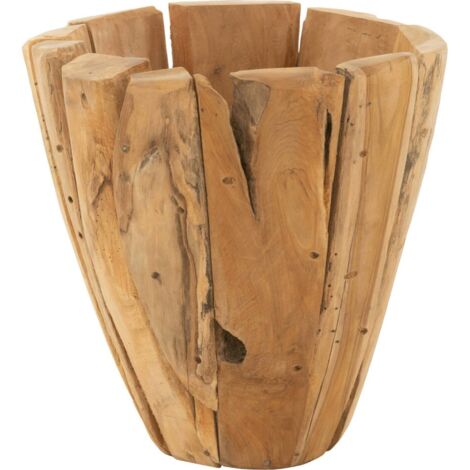 Cachepot en bois naturel teck esprit artisanal chaleureux - Teck naturel clair et chaleureux