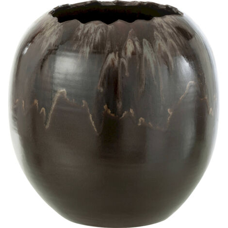 Cachepot en céramique brun finition artisanale élégante - Brun foncé artisanal