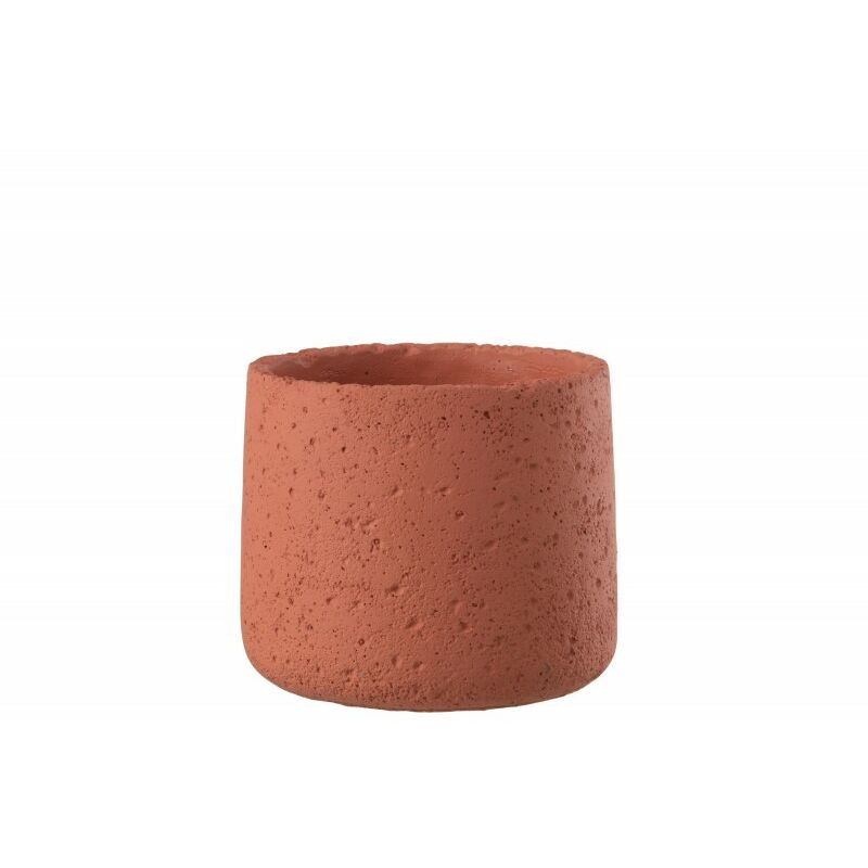 Cache pot en ciment poreux de couleur brique 14x12.5 - Orange/Rouille