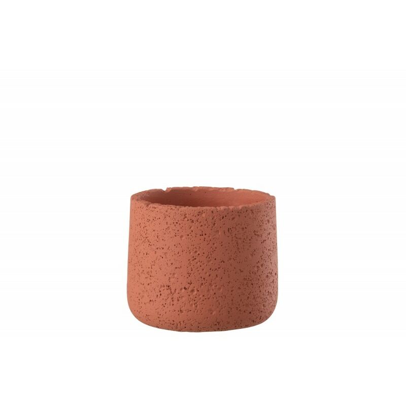 Cache pot en ciment poreux de couleur brique 12.2x10 - Orange/Rouille