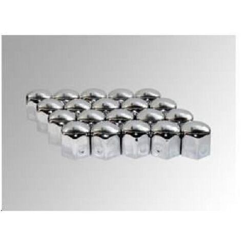 CACHES-ÉCROUS CHROMÉS EN MÉTAL 17 MM - LOT DE 20 15230