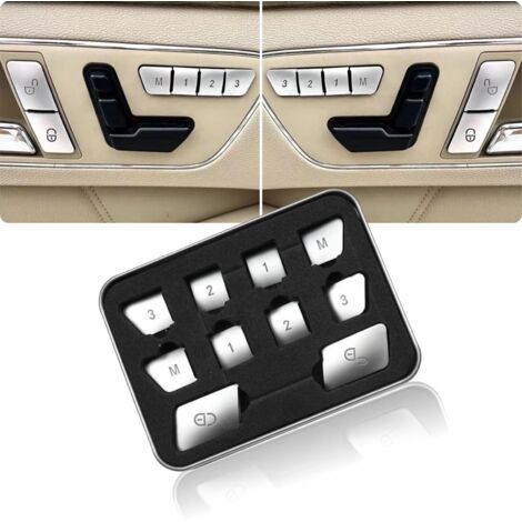 Caches pour interrupteurs de porte avec mémoire de position du siège, autocollants décoratifs chromés pour boutons de verrouillage/déverrouillage, compatibles avec Mercedes Benz CLA CLS GLA GLE GLK GL