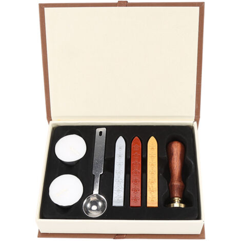 Cachet à Cire Vintage Alphabet avec Cuillère et Bougie - Set Complet avec Manche en Bois (C)