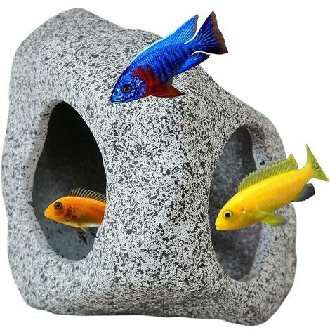 Cachette d'aquarium pour animaux de compagnie aquatiques pour se reproduire, jouer et se reposer, ornements en céramique sûrs et non toxiques, pierre décorative pour combattant