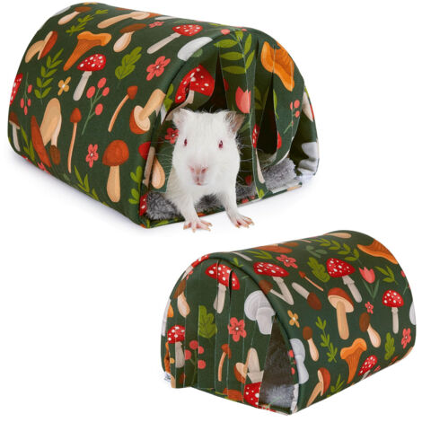 Cachette pour cochons d'Inde avec rideau et tunnel, adaptée aux cochons d'Inde, hamsters, chinchillas et plus encore
