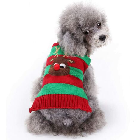 Cachorro Suéter de Navidad Invierno Cálido Perro Prendas de punto Pijamas de punto Reno feo Navidad para perros pequeños medianos (rojo y verde, tamaño XXS)