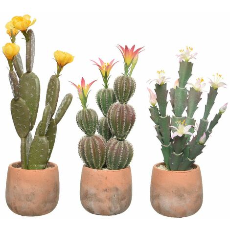 SNOWINSPRING 2 Pezzi di Plastica Artificiale Cactus Succulente Fico D'India Pianta nel Vaso Simulazione Home Office Decorazione Desktop 