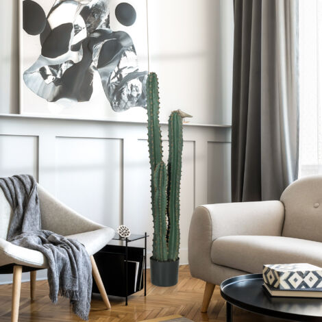 Cactus artificiel grand réalisme plante artificielle grande taille dim. Ø 18 x 120H cm vert