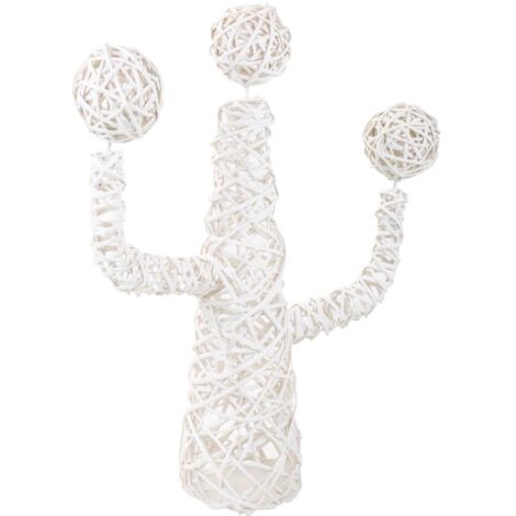 Cactus decoración de mimbre blanco 28x28x65h cm