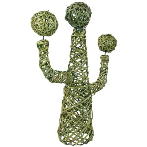 Cactus decoración de mimbre verde 28x28x65h cm