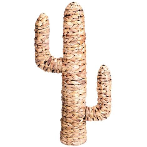 URBAN LIVING Cactus décoratif en jacinthe d'eau - Beige - H 80 x l 45 x D 15 cm - Natural Living - Livraison gratuite