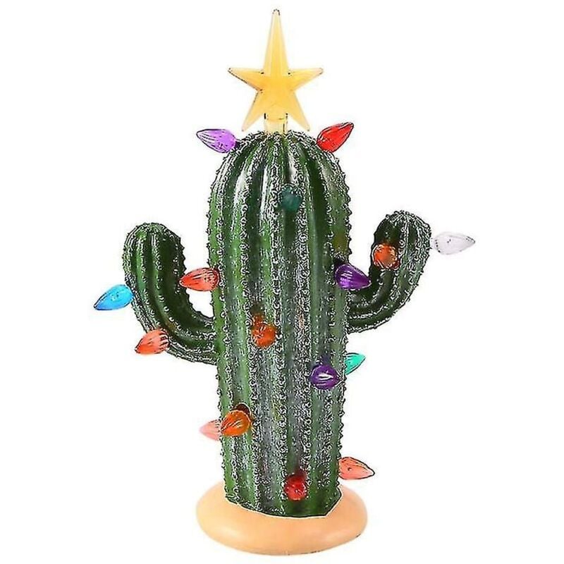 Cactus éclairé avec lumières, cactus vintage pour la décoration intérieure de Noël, vert