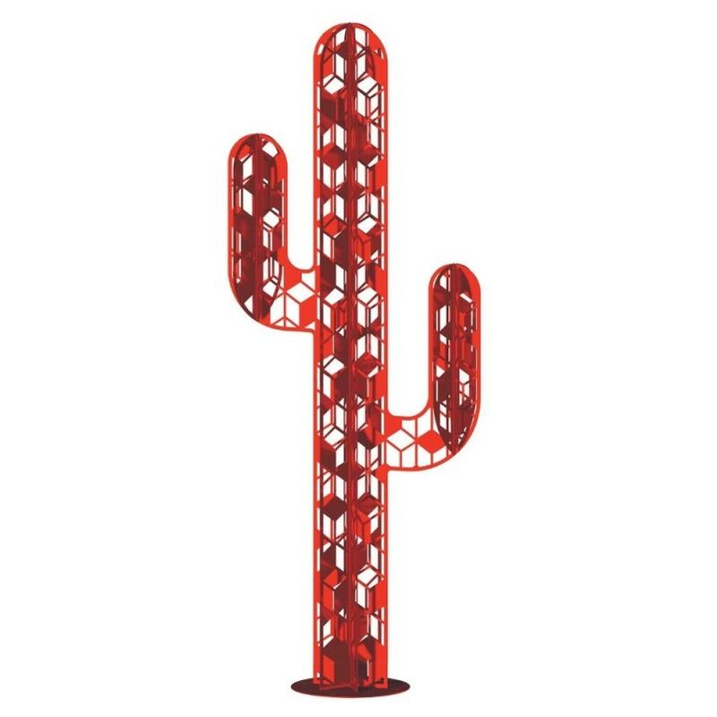 Jardinex - Cactus métal 3 branches origami - Rouge 110 cm - Rouge