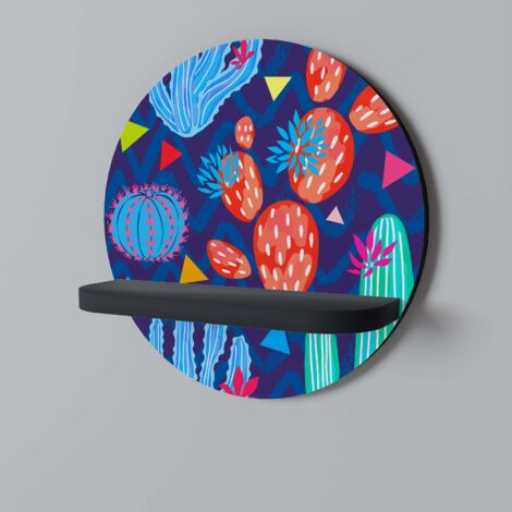 CACTUS VIBES Rundes Regal Schwarz