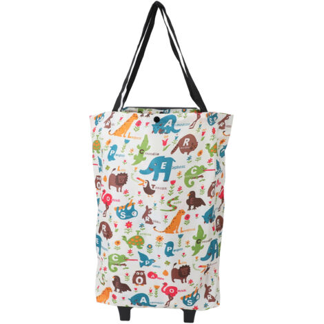 Caddie de Courses Roulant Pliable "Elephant" avec Roulettes 360° – Cart à Provisions en Tissu Oxford Durable – Capacité 44.1 lbs, Modèle Pliable Compact