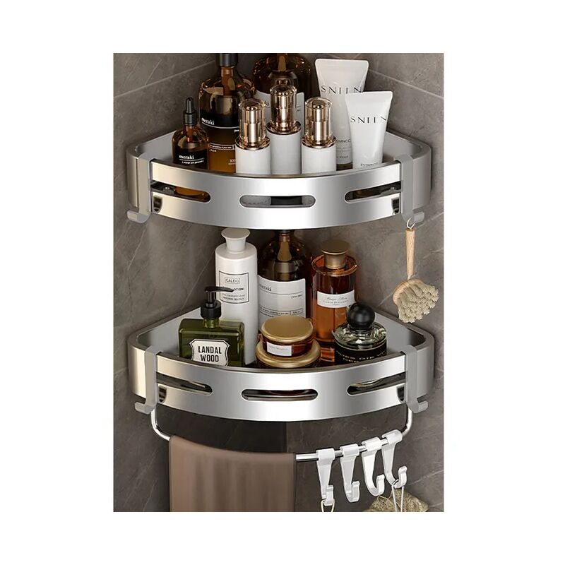 Caddie de douche d'angle, paquet de 2, étagère murale de salle de bain avec adhésif, organisateur de rangement pour toilettes, chambre à coucher et