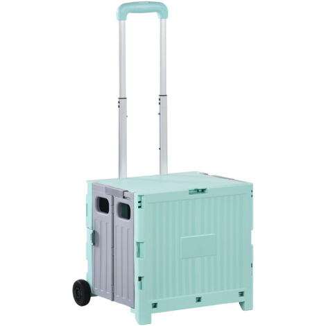 Caddie supermarché 2 roues, poignée réglable, capacité 32 L, 41,5x32,5x85 cm, vert