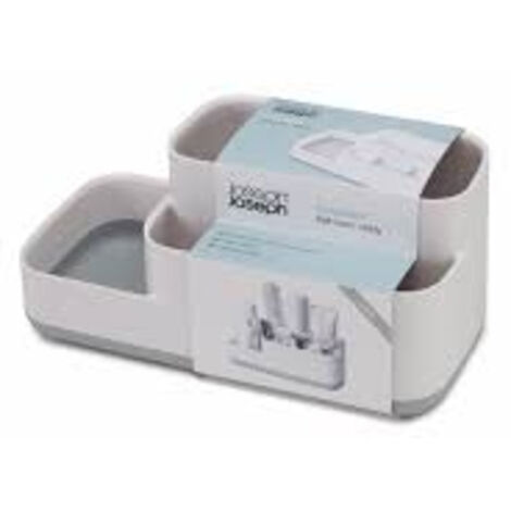 Caddy de baño Joseph Joseph EasyStore™ en Gris/Blanco, con compartimentos organizados, base antideslizante, ideal para artículos de cuidado personal.