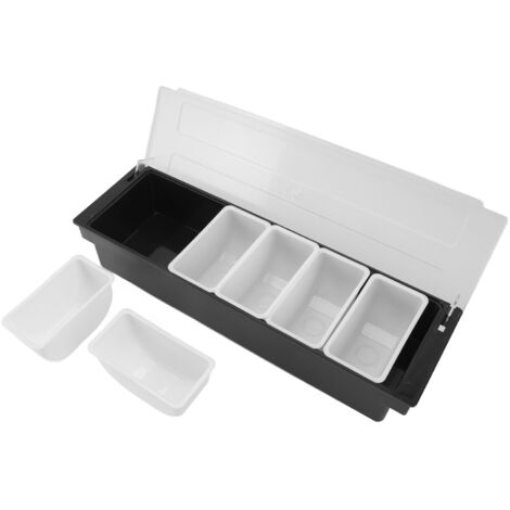 Caddy de Condiments 6 Compartments Transparent avec Couvercle Amovible pour Fruits et Légumes, Multifonction pour Bar et Cuisine