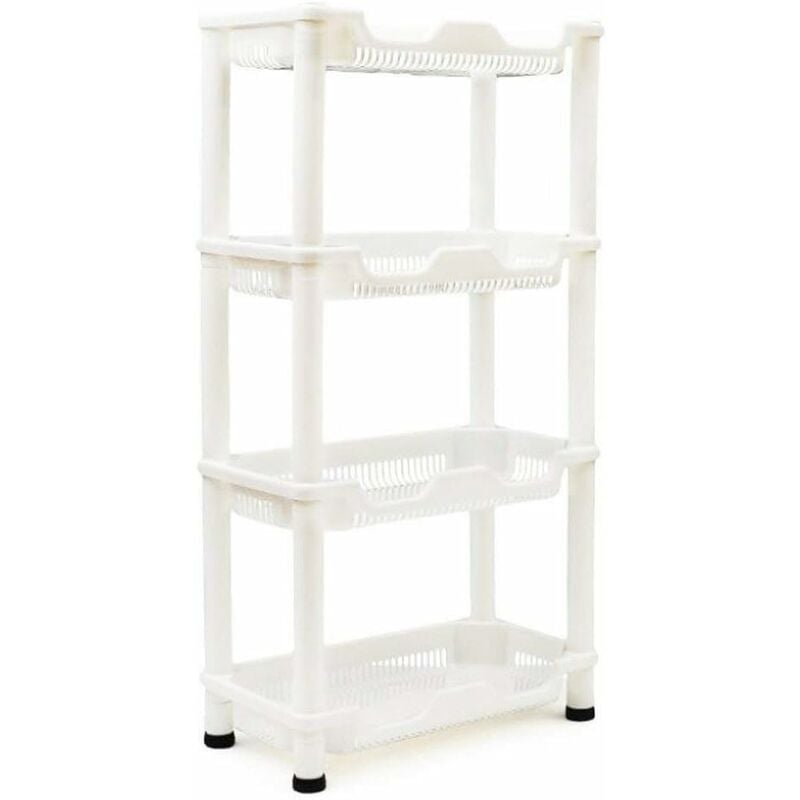 Caddy De Douche D'Angle Antirouille Blanc étagère De Cuisine Meuble De Rangement De Salle De Bain 4 étages 75 x 39 x 21 cm, Blanc Fei Yu