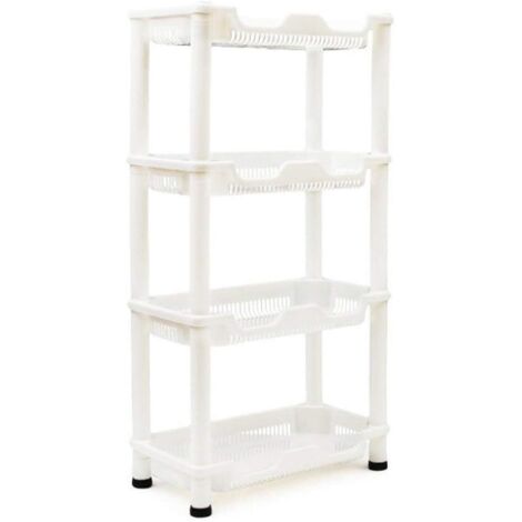 Caddy De Douche D'Angle Antirouille Blanc étagère De Cuisine Meuble De Rangement De Salle De Bain 4 étages 75 X 39 X 21 cm, Blanc-Fei Yu