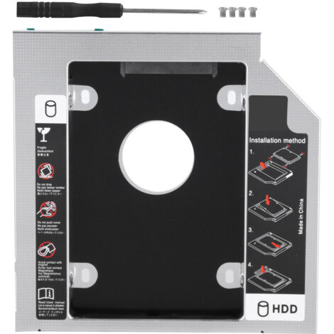 Caddy Disque Dur SATA 9.5mm/12.7mm Universel en Alliage d'Aluminium pour Ordinateur Portable