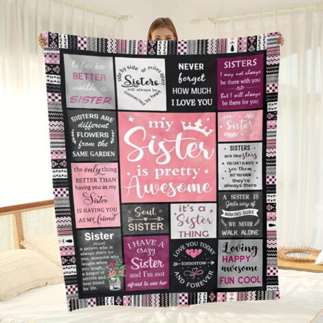 Cadeau Anniversaire Femme, Cadeau Femme Anniversaire - Plaid Couverture Remplie de Bénédictions, Cadeau Femme Original pour Soeur, Amie, Maman, Mamie, Fille, Copine (150 130cm)