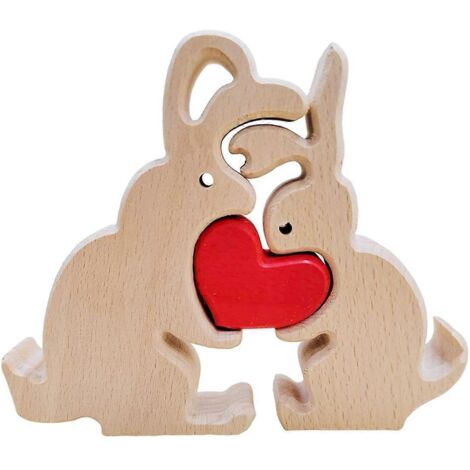 Cadeau créatif d'anniversaire, statue de lapin en bois, décoration printanière ---