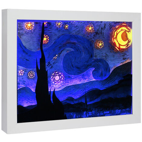 Cadeau créatif de vacances maison cadre photo lampe table de chevet atmosphère 3d lumière et ombre sculpture sur papier (blanc)