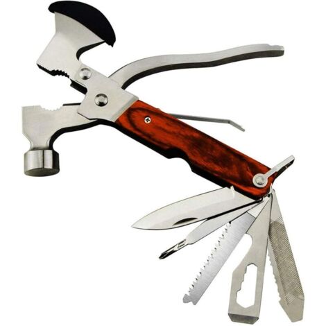 Cadeau d'anniversaire cool et unique pour homme papa mari petit ami, équipement de survie 18 en 1 pour la chasse en plein air, la randonnée, l'outil d'évacuation d'urgence avec hache, marteau, pince,