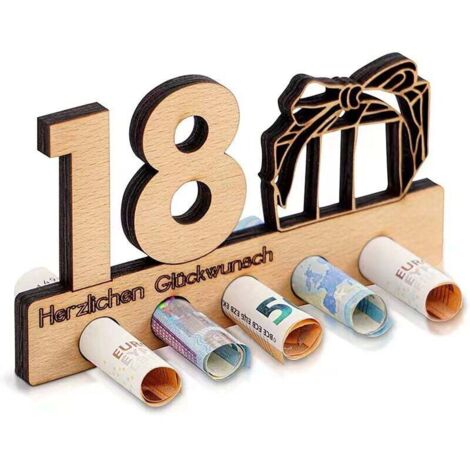 Cadeau d'argent pour 18 ans, décoration en bois