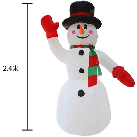 Cadeau de Noël Gonflable Noël Bonhomme de Neige Décoration de Noël de Bonhomme de Neige Gonflable 240cm avec lumières LED et gonfleur Xmas Figure Statue Affichage à l'extérieur à l'intérieur
